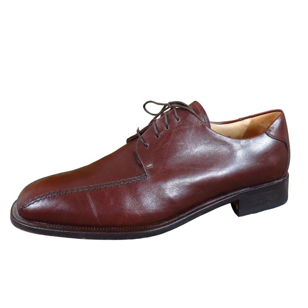 Pronto Uomo 4364-03 Mens Derby Shoes Size 10.5 M Dress Business Brown Leather